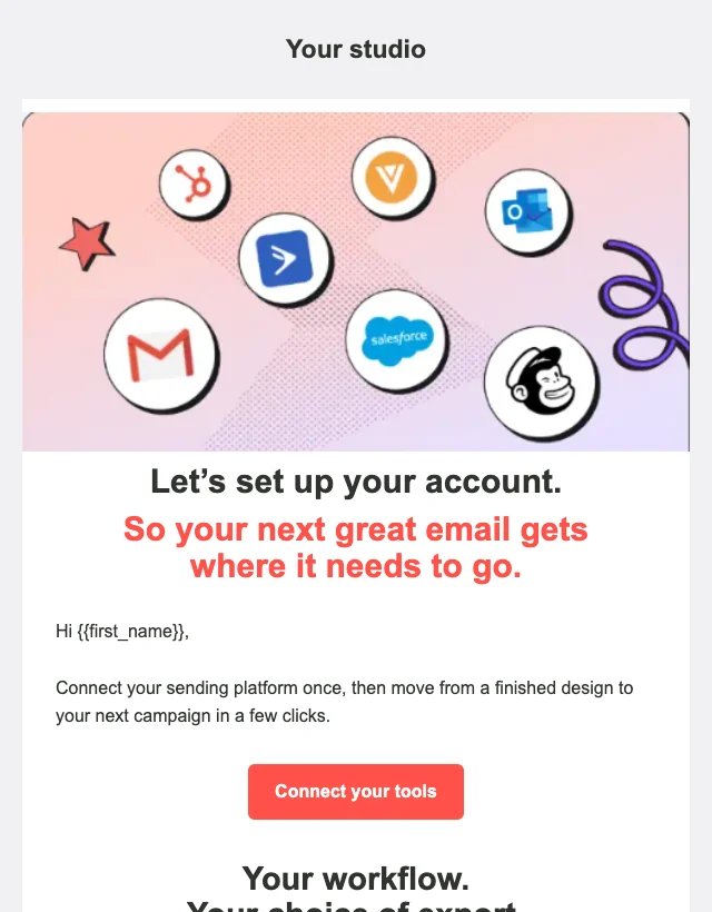 Connect Your Tools email layout